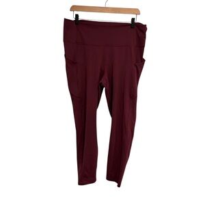 Burgundy Pure Luxe High Rise Leggings Fabletics Pockets Cropped